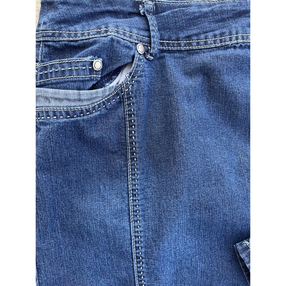 Avenue Plus Size 18W Denim Mini Skirt Dark Wash Stretch Double Button Pockets - Picture 7 of 9